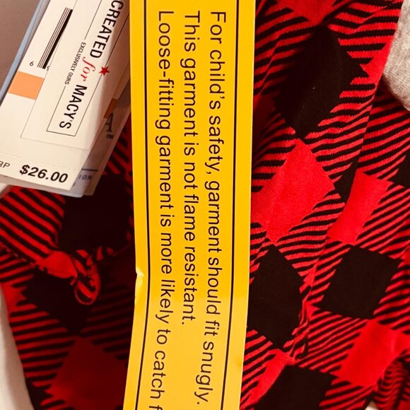 Max & Olivia Baby Buffalo Plaid Footed Sleeper with Lovey Red 12M - Picture 8 of 10